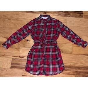 H&M GIRLS RED FLANNEL DRESS SIZE 10 EXCELLENT COND LD9